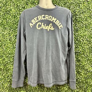 Abercrombie & Fitch Mens Muscle Fit Long Sleeve Graphic Tee Navy Blue XXL‎ slim